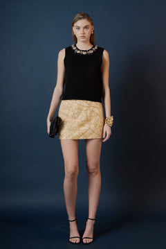 Knit Jewel Trim Sleeveless Top