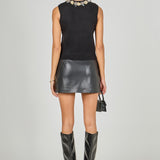 Knit Jewel Trim Sleeveless Top