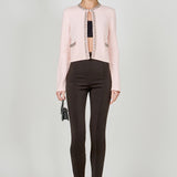 Boucle Knit Jewel Trim Sweater Cardigan