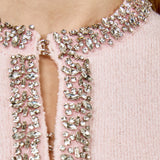 Boucle Knit Jewel Trim Sweater Cardigan