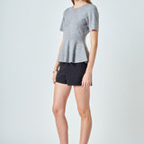 Wool Blend Peplum Sweater Knit Top