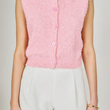 Textured Sleeveless buttoned vest Top