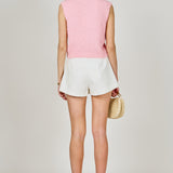 Textured Sleeveless buttoned vest Top