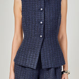 Tweed Buttoned Sleeveless Top