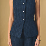 Tweed Buttoned Sleeveless Top