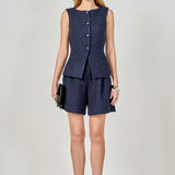 Tweed Buttoned Sleeveless Top