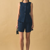 Tweed Buttoned Sleeveless Top