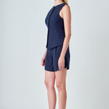 Tweed Buttoned Sleeveless Top