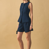 Tweed Buttoned Sleeveless Top