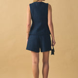 Tweed Buttoned Sleeveless Top