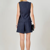 Tweed Buttoned Sleeveless Top