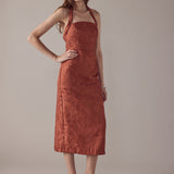 Jacquard Halter Column Midi Dress