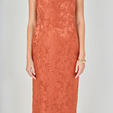 Jacquard Halter Column Midi Dress