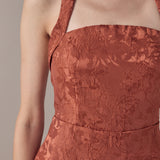 Jacquard Halter Column Midi Dress