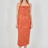 Jacquard Halter Column Midi Dress