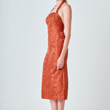 Jacquard Halter Column Midi Dress