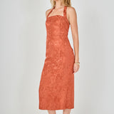 Jacquard Halter Column Midi Dress
