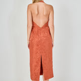 Jacquard Halter Column Midi Dress