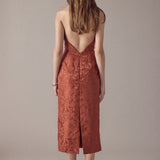 Jacquard Halter Column Midi Dress