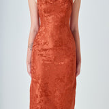 Jacquard Halter Column Midi Dress
