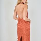 Jacquard Halter Column Midi Dress