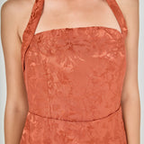 Jacquard Halter Column Midi Dress