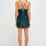 Sequin Cowl Neck Mini Dress