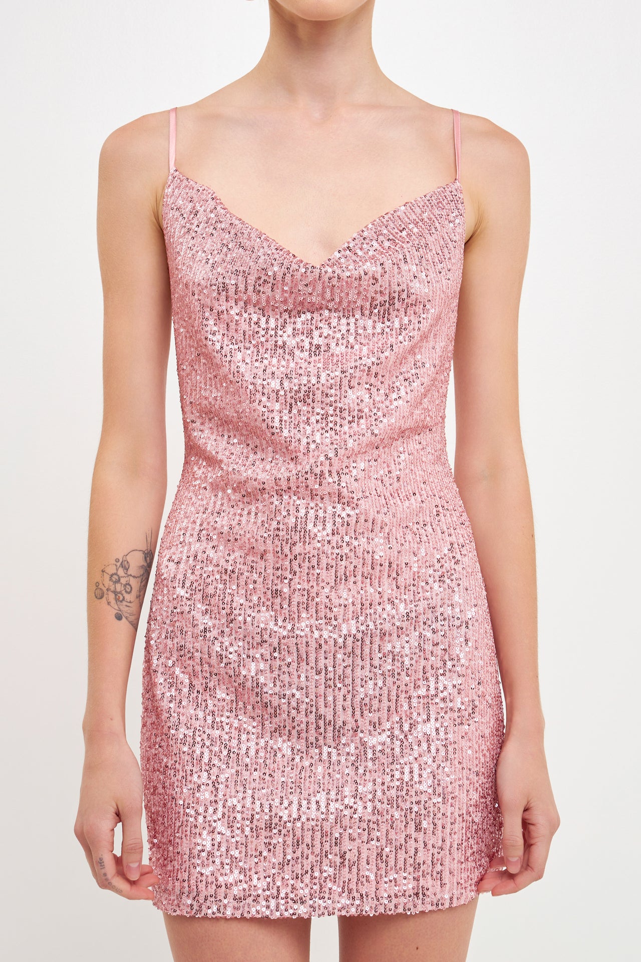 Endless Rose - Sequin Cowl Neck Mini Dress - Dresses in Women's Clothing available at endlessrose.com