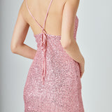 Sequin Cowl Neck Mini Dress