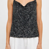 Sequins Cowl Neck Top