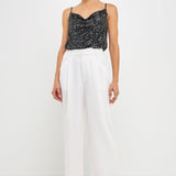 Sequins Cowl Neck Top