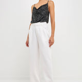 Sequins Cowl Neck Top