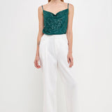 Sequins Cowl Neck Top