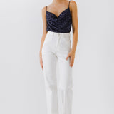 Sequins Cowl Neck Top