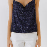 Sequins Cowl Neck Top