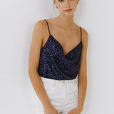 Sequins Cowl Neck Top