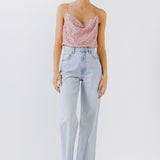 Sequins Cowl Neck Top