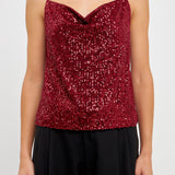 Sequins Cowl Neck Top