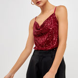 Sequins Cowl Neck Top