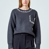 Relaxed Jewel Trim Sweater