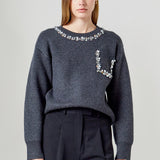 Relaxed Jewel Trim Sweater