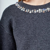 Relaxed Jewel Trim Sweater