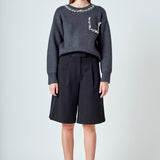 Relaxed Jewel Trim Sweater