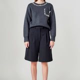 Relaxed Jewel Trim Sweater