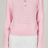 Long Sleeve Jewel Buttoned Polo Sweater