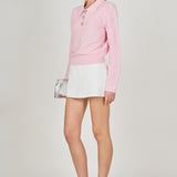 Long Sleeve Jewel Buttoned Polo Sweater