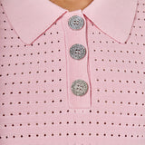 Long Sleeve Jewel Buttoned Polo Sweater