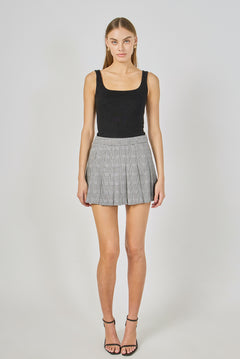 Plaid Pleated Mini Skirt