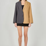Half Pinstripe Blazer Jacket