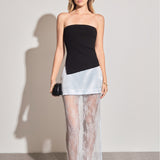 Satin Velvet Maxi Skirt